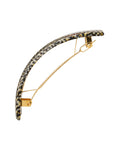 Side view of a silver France Luxe large barrette, with a spacious clasp for thick hair.