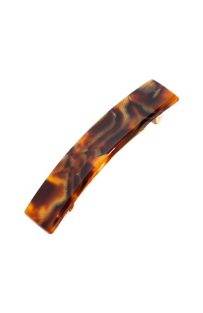 France Luxe medium, textured bronze and amber barrette for women - Classic Rectangle Barrette, Africa.