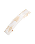 France Luxe medium, marbled ivory white barrette for women - Classic Rectangle Barrette, Alba.