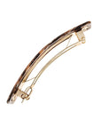 Side view of a brown France Luxe Classic French Barrette, ideal for most hair types.