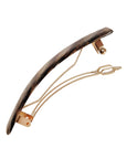 Medium hair clip featuring a classic French barrettes style clasp, ideal for most hair types - Classic Rectangle Barrette, golden sand and rich brown.