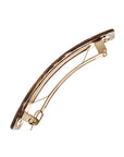 Side view of a grey France Luxe Classic French Barrette, ideal for most hair types.