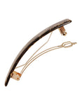 Medium hair clip featuring a classic French barrettes style clasp, ideal for most hair types - Classic Rectangle Barrette, marbled gray and charcoal.