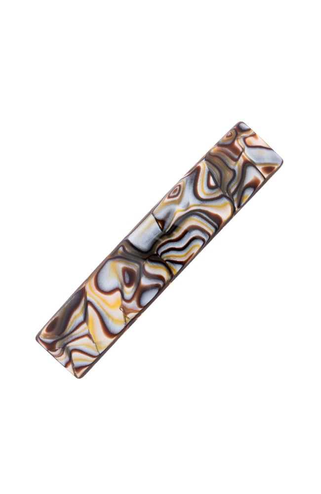Medium, French barrette ideal for most hair types - Classic Rectangle Barrette, Onyx, marbled gray and charcoal.