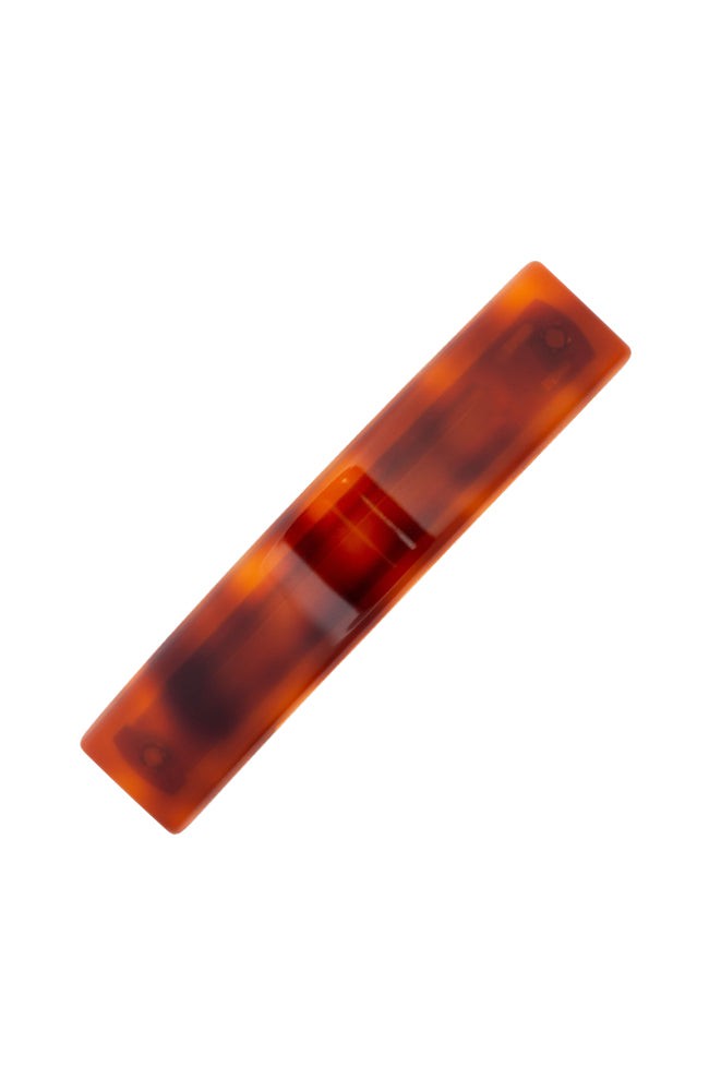 Medium, French barrette ideal for most hair types - Classic Rectangle Barrette, Tortoise, rich amber and mahogany brown.