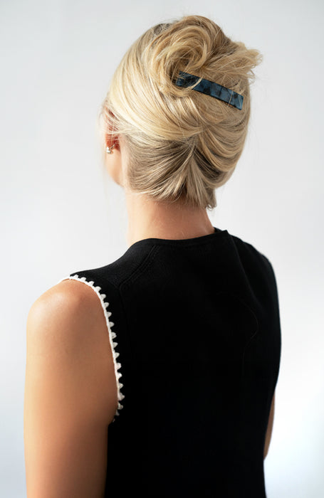 Classic Rectangle Barrette - Blue Tokyo