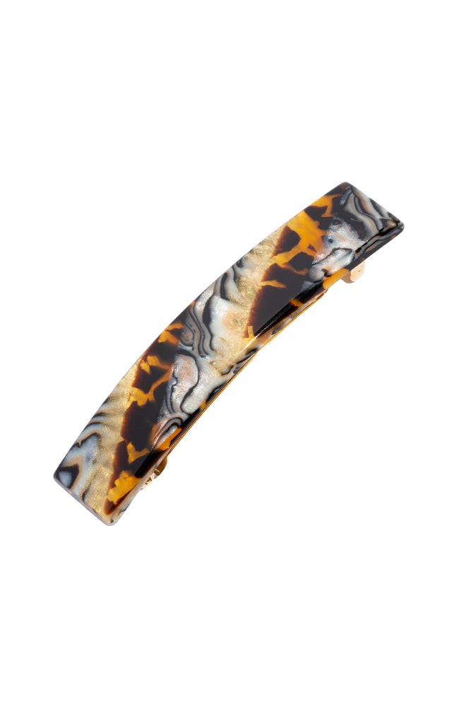 France Luxe medium, golden sand and rich brown barrette for women - Classic Rectangle Barrette, Lasco.