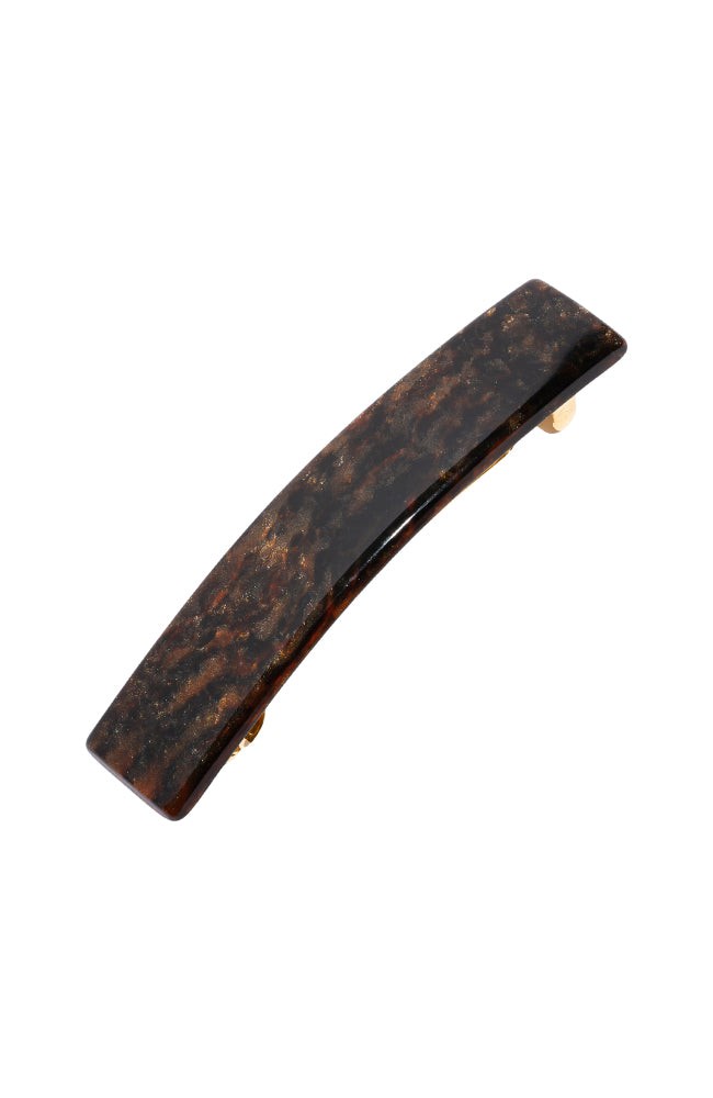 France Luxe medium, metallic burnt sienna and deep chestnut barrette for women - Classic Rectangle Barrette, Mojave.
