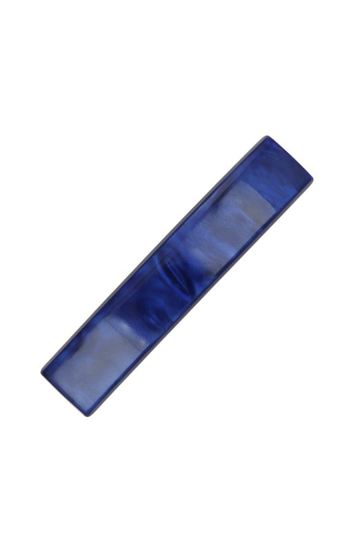 Medium, French barrette ideal for most hair types - Classic Rectangle Barrette, Nacro Ocean, marbled navy and pearlescent indigo.