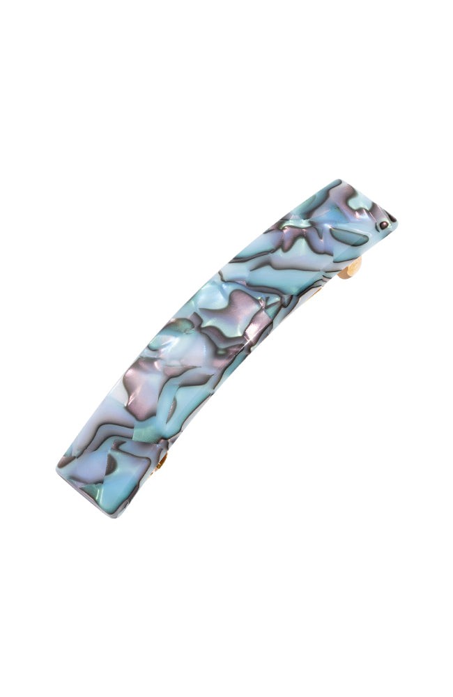 France Luxe medium, light blue, faux shell barrette for women - Classic Rectangle Barrette, South Sea.