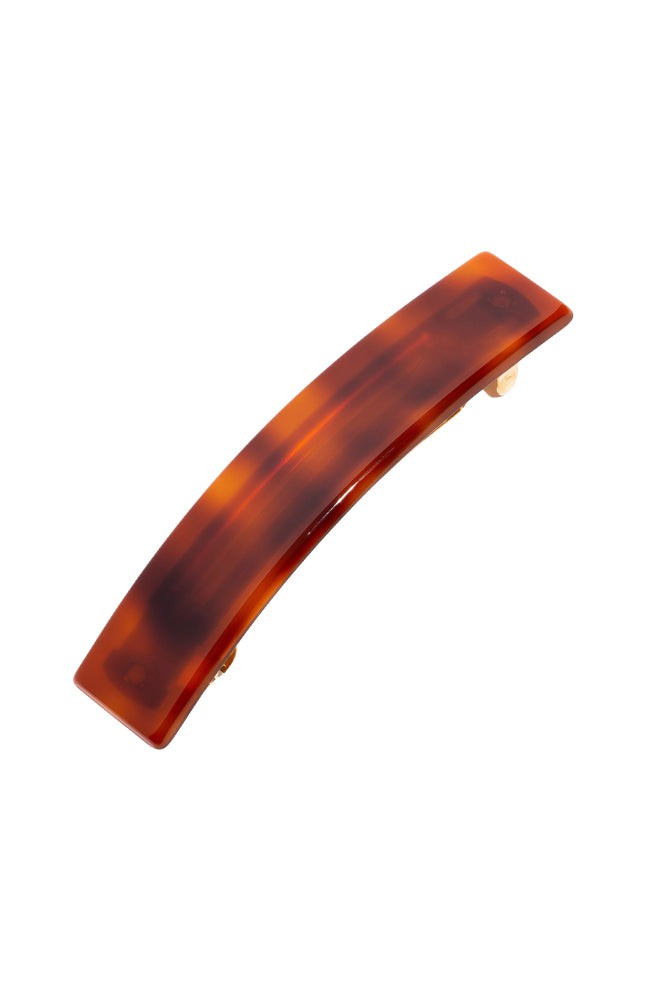 France Luxe medium, rich amber and mahogany brown barrette for women - Classic Rectangle Barrette, Tortoise.