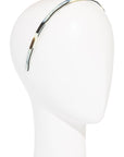 Thin headband features gentle, no-slip teeth, ideal for all hair types - 1/4" Ultracomfort Headband, Black Horn, horn inspired blend of cream and black.