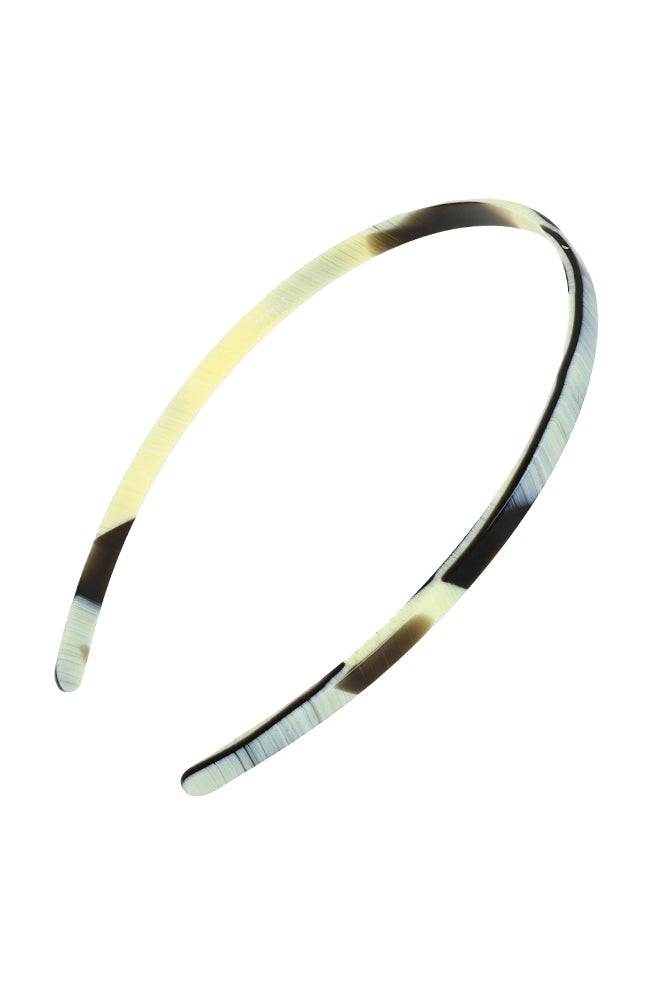 France Luxe thin, horn inspired blend of cream and black headband for women - 1/4" Ultracomfort Headband, Black Horn.