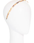 Thin headband features gentle, no-slip teeth, ideal for all hair types - 1/4" Ultracomfort Headband, Damier, checkered tortoise and ivory.