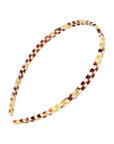 France Luxe thin, checkered tortoise and ivory headband for women - 1/4" Ultracomfort Headband, Damier.
