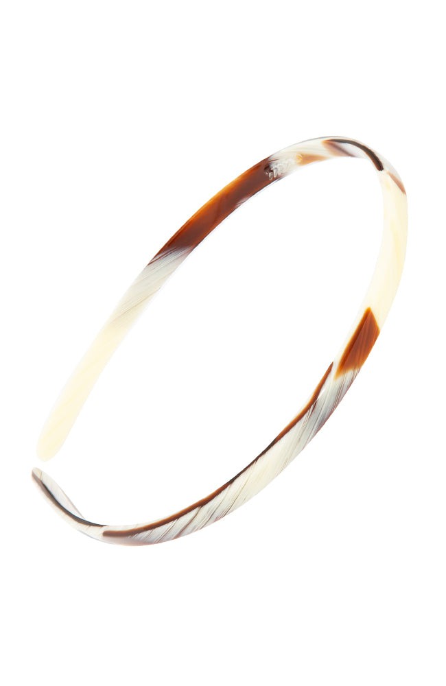 France Luxe thin, horn inspired blend of creamy ivory, warm caramel, and chestnut brown headband for women - 1/4" Ultracomfort Headband, Natural Horn.