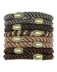 Grab & Go Pony, 8 Pack Hair Ties - Metallic Bead