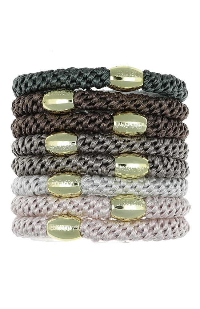 Grab &amp; Go Pony, 8 Pack Hair Ties - Metallic Bead