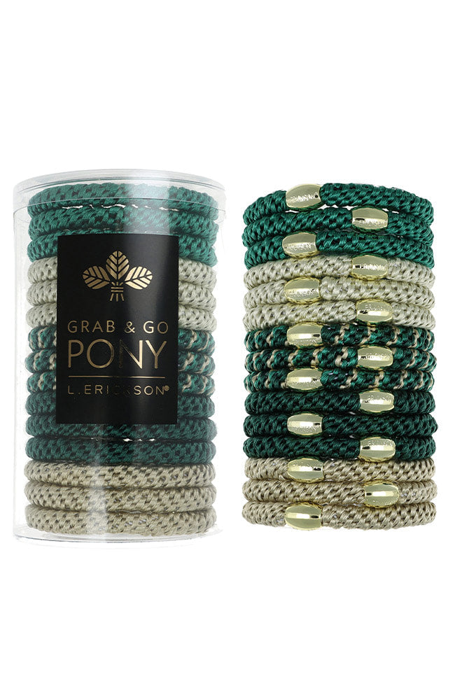 Grab &amp; Go Pony Tube, 15 Hair Ties - Metallic Bead
