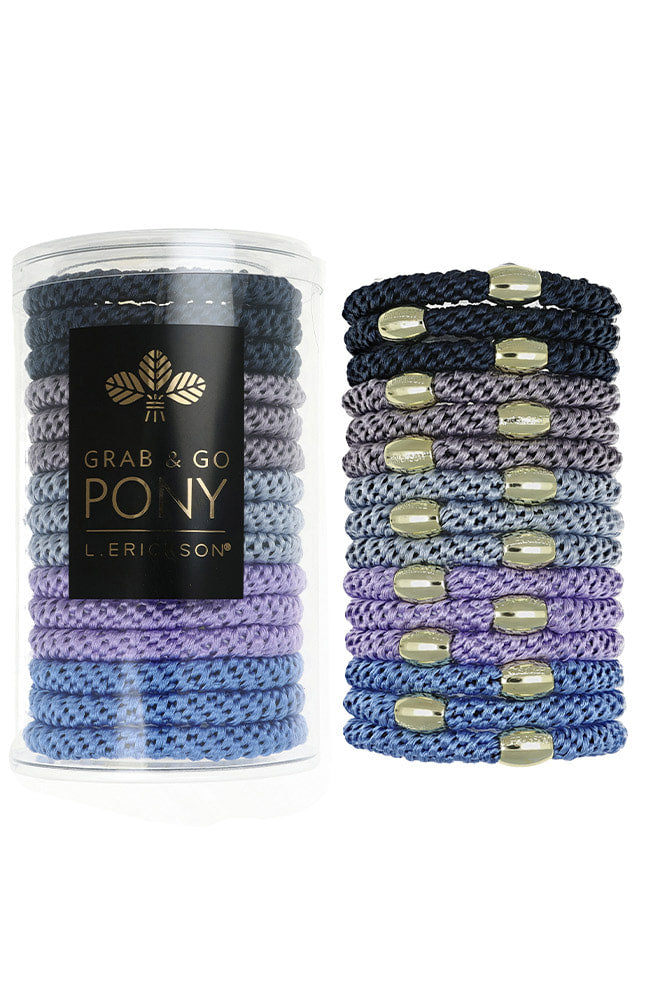 Grab &amp; Go Pony Tube, 15 Hair Ties - Metallic Bead