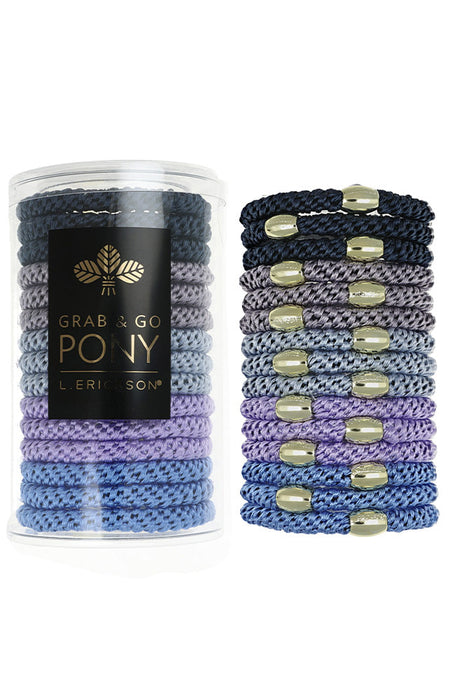 Grab & Go Pony Tube, 15 Hair Ties - Metallic Bead