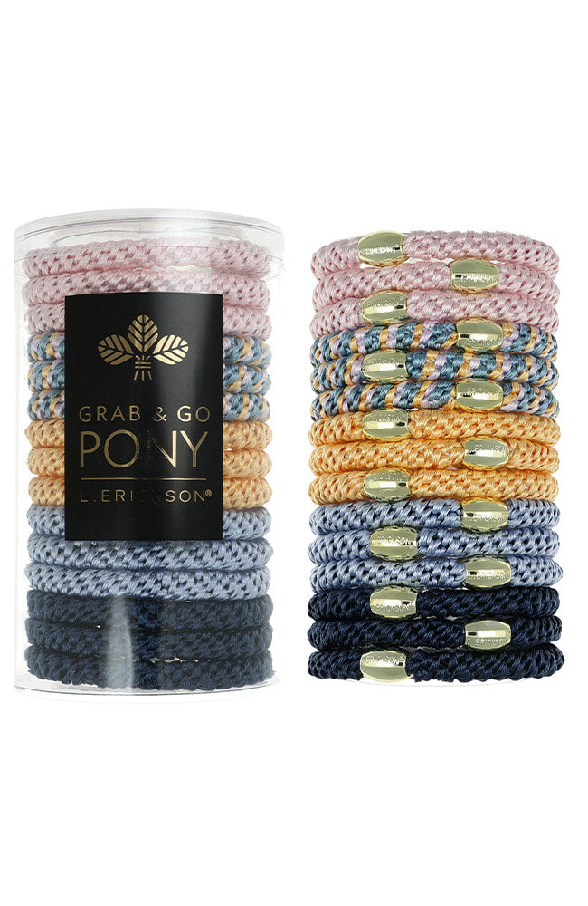 Grab &amp; Go Pony Tube, 15 Hair Ties - Metallic Bead
