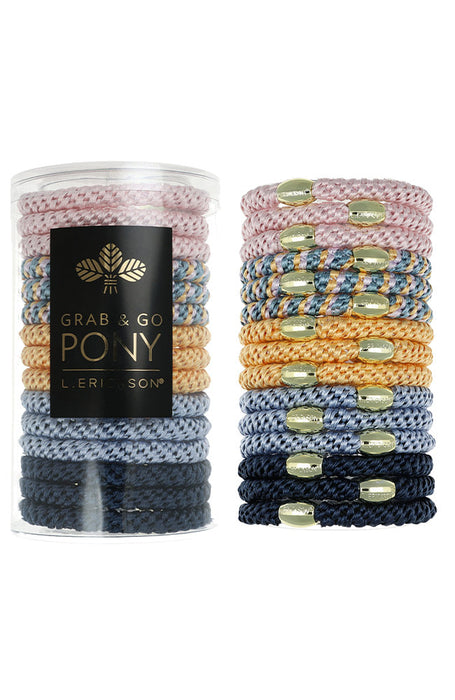 Grab & Go Pony Tube, 15 Hair Ties - Metallic Bead