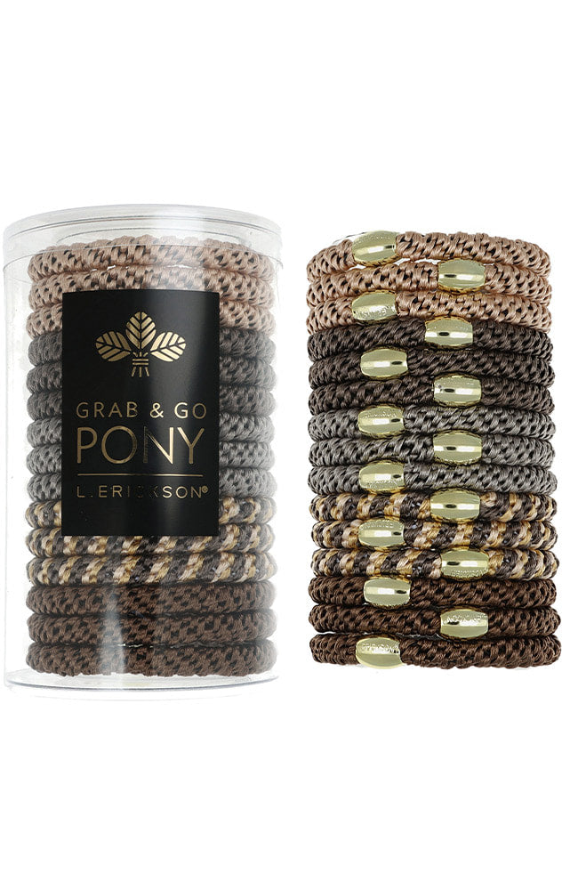 Grab &amp; Go Pony Tube, 15 Hair Ties - Metallic Bead