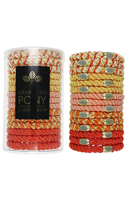 Grab & Go Pony Tube, 15 Hair Ties - Metallic Bead