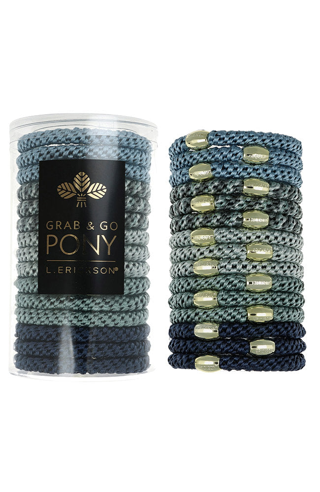 Grab &amp; Go Pony Tube, 15 Hair Ties - Metallic Bead