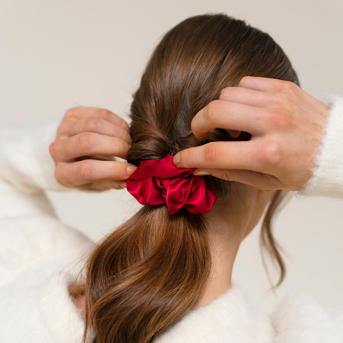 Hair scrunchies are perfect gifts for women with medium or long hair - on sale now 30% off!