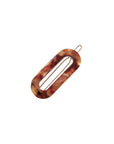 France Luxe small, textured bronze and amber barrette for women - Mini Oval on Tige Boule Barrette, Africa.
