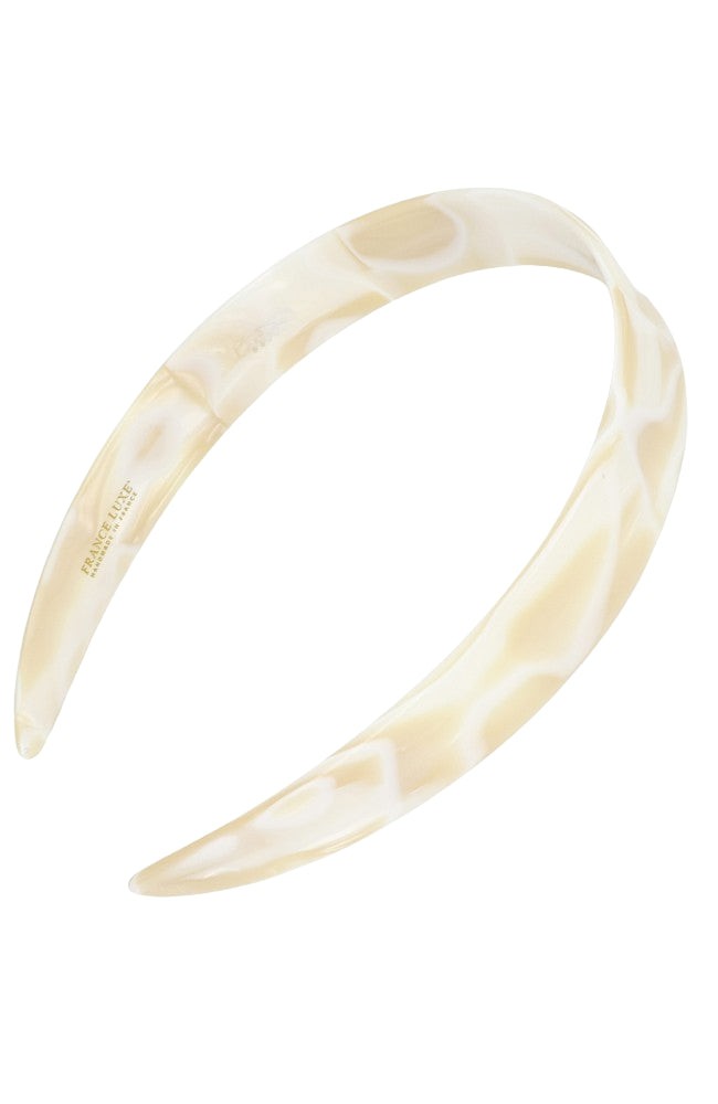 France Luxe wide, marbled ivory white headband for women - 3/4 Headband, Alba.