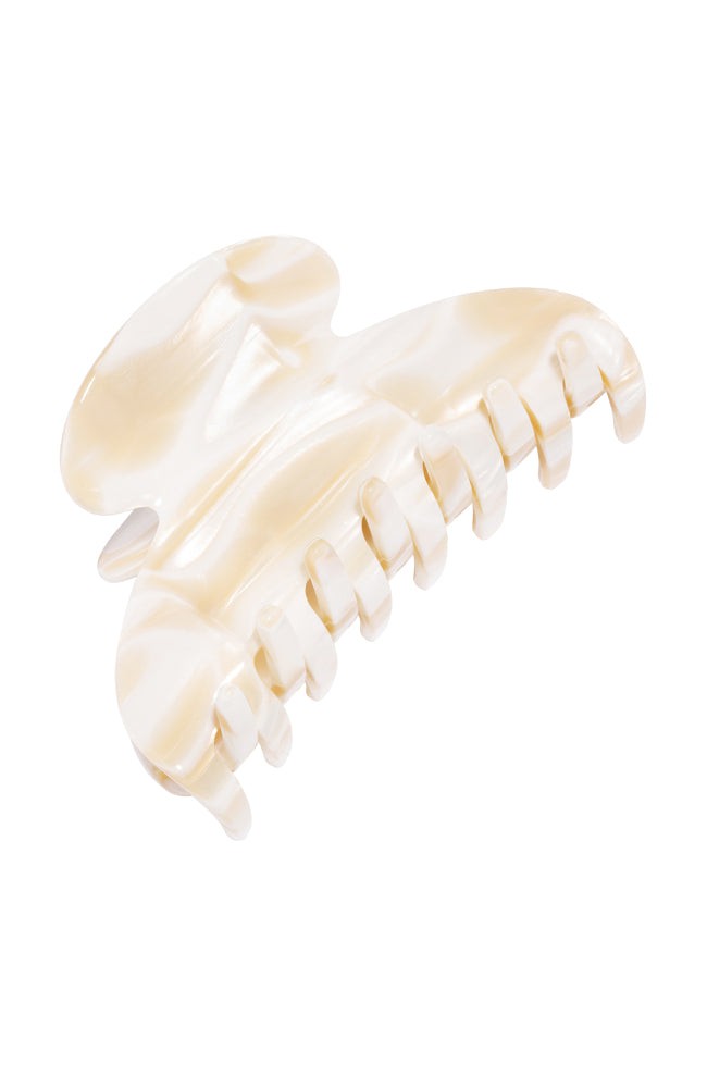 France Luxe medium, marbled ivory white claw hair clip for women - Couture French Claw Clip, Alba.