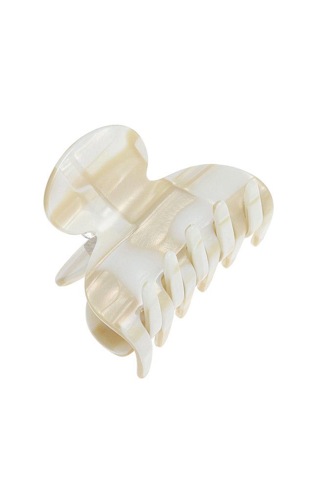 France Luxe small, marbled ivory white claw hair clip for women - Small Couture French Claw Clip, Alba.