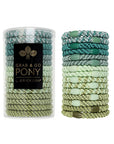L. Erickson hair ties, 15 pack of Grab & Go  Pony Tube, Thick, green, olive, sage, teal hair bands.