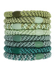 Thick, Green Hair Ties by L. Erickson, 8 Grab and Go Ponytail Holders, strong hold for thick hair.
