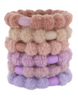 L. Erickson hair ties, 6 pack thick, bubble knit ponytail holders, purple, pink soft bands.