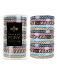 L. Erickson hair ties for thick hair, 15 pack Grab & Go  Pony Tube with multi neutral hair bands.