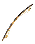 Side view of a classic tortoiseshell France Luxe long barrette, ideal for fine to medium hair.