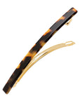 Long, Tortoise Shell hair clip featuring a French barrette style clasp, ideal for fine to medium hair - Long & Skinny Barrette, Tokyo.