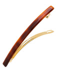 Long, rich amber and mahogany brown hair clip featuring a French barrette style clasp, ideal for fine to medium hair - Long & Skinny Barrette, Tortoise.