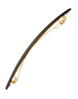Side view of a black France Luxe long barrette, ideal for fine to medium hair.