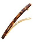 Long, textured bronze and amber hair clip featuring a French barrette style clasp, ideal for fine to medium hair - Long & Skinny Barrette, Africa.