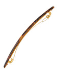 Side view of a brown France Luxe long barrette, ideal for fine to medium hair.