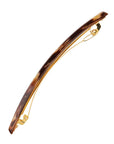 Side view of a brown France Luxe long barrette, ideal for fine to medium hair.