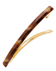 Long, warm caramel and amber hair clip featuring a French barrette style clasp, ideal for fine to medium hair - Long & Skinny Barrette, Caramel Horn.