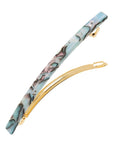 Long, light blue, faux shell hair clip featuring a French barrette style clasp, ideal for fine to medium hair - Long & Skinny Barrette, South Sea.