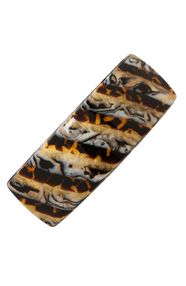 Large, French barrette ideal for thick hair - Rectangle Volume Barrette, Lasco, golden sand and rich brown.