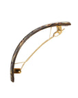 Side view of a grey France Luxe large barrette, with a spacious clasp for thick hair.